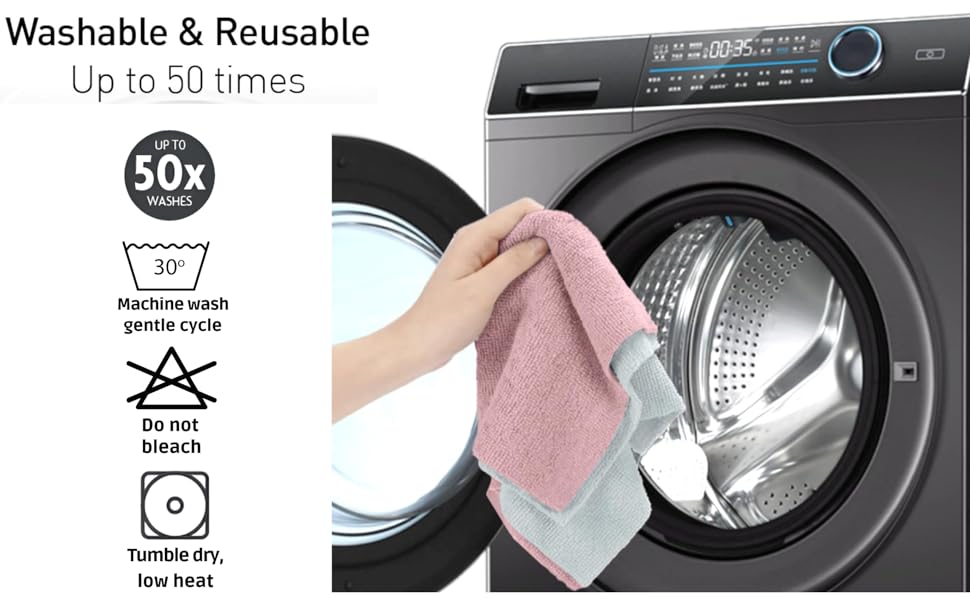 DaddyClean® Multipurpose Reusable Microfiber Cloth Roll – 20 Washable Pulls