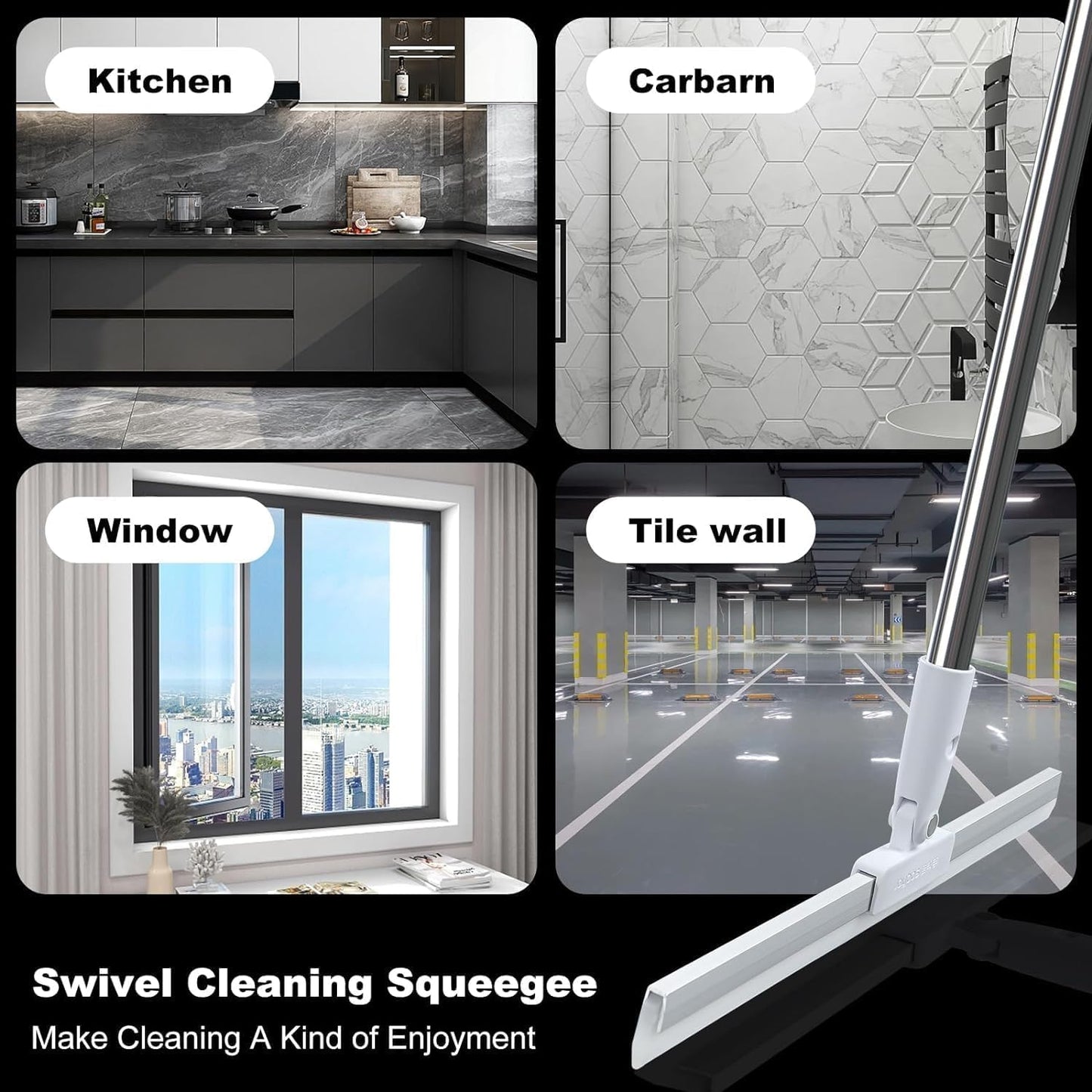 Daddyclean Magic Broom Silicone Floor Wiper – 180° Rotating Head