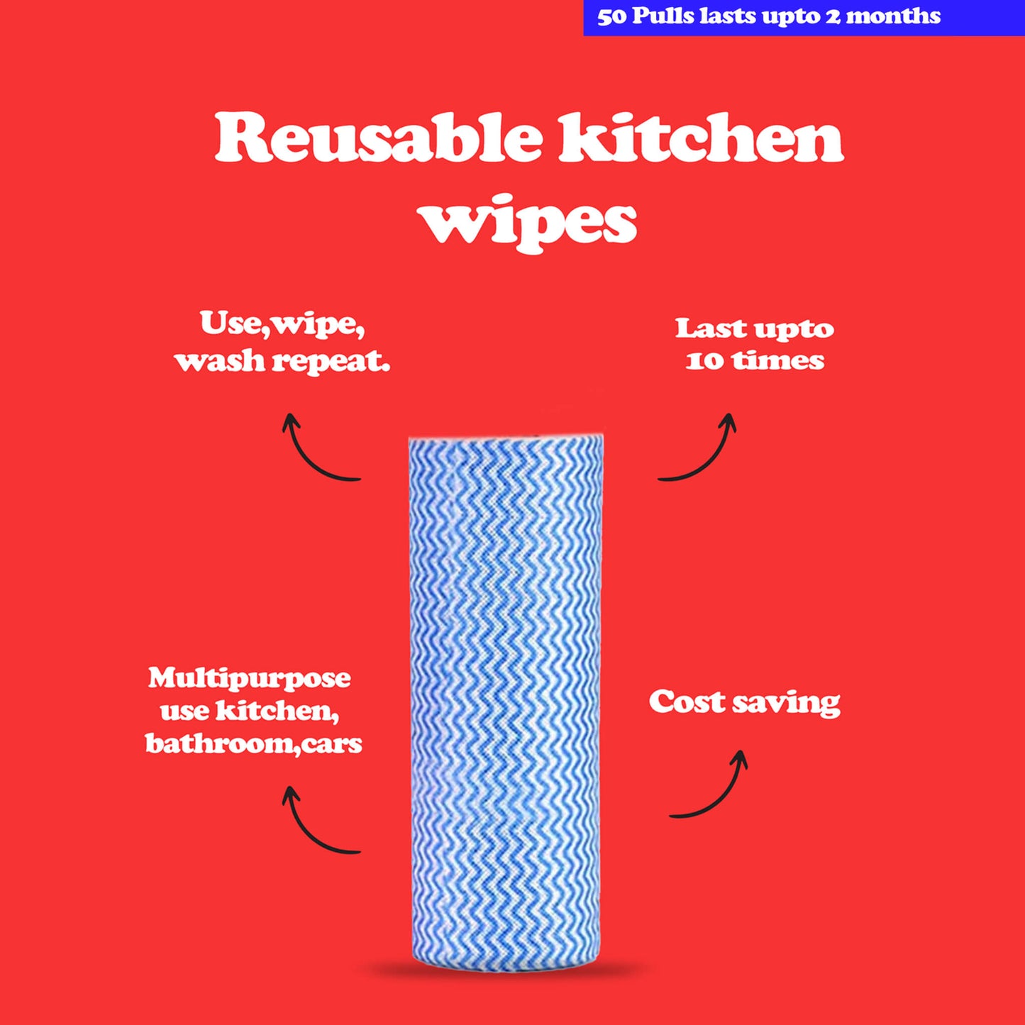 DaddyClean® Reusable and Washable Kitchen wipes(50 Pulls)