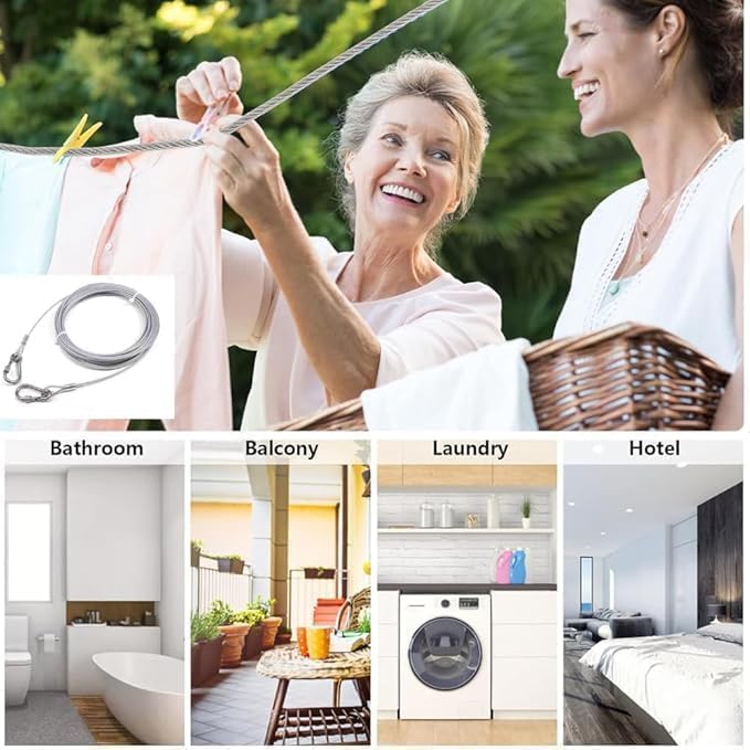 Heavy Duty Clothes Drying Rope, 5 Meter with Hooks DaddyClean