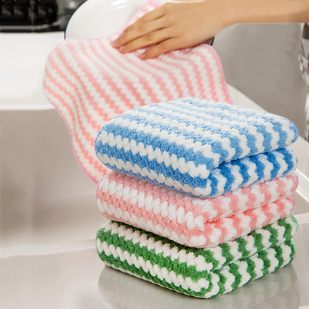 3pcs Kitchen Cleaning Napkin,Super Soft & Absorbent Dishwashing Cloths DaddyClean