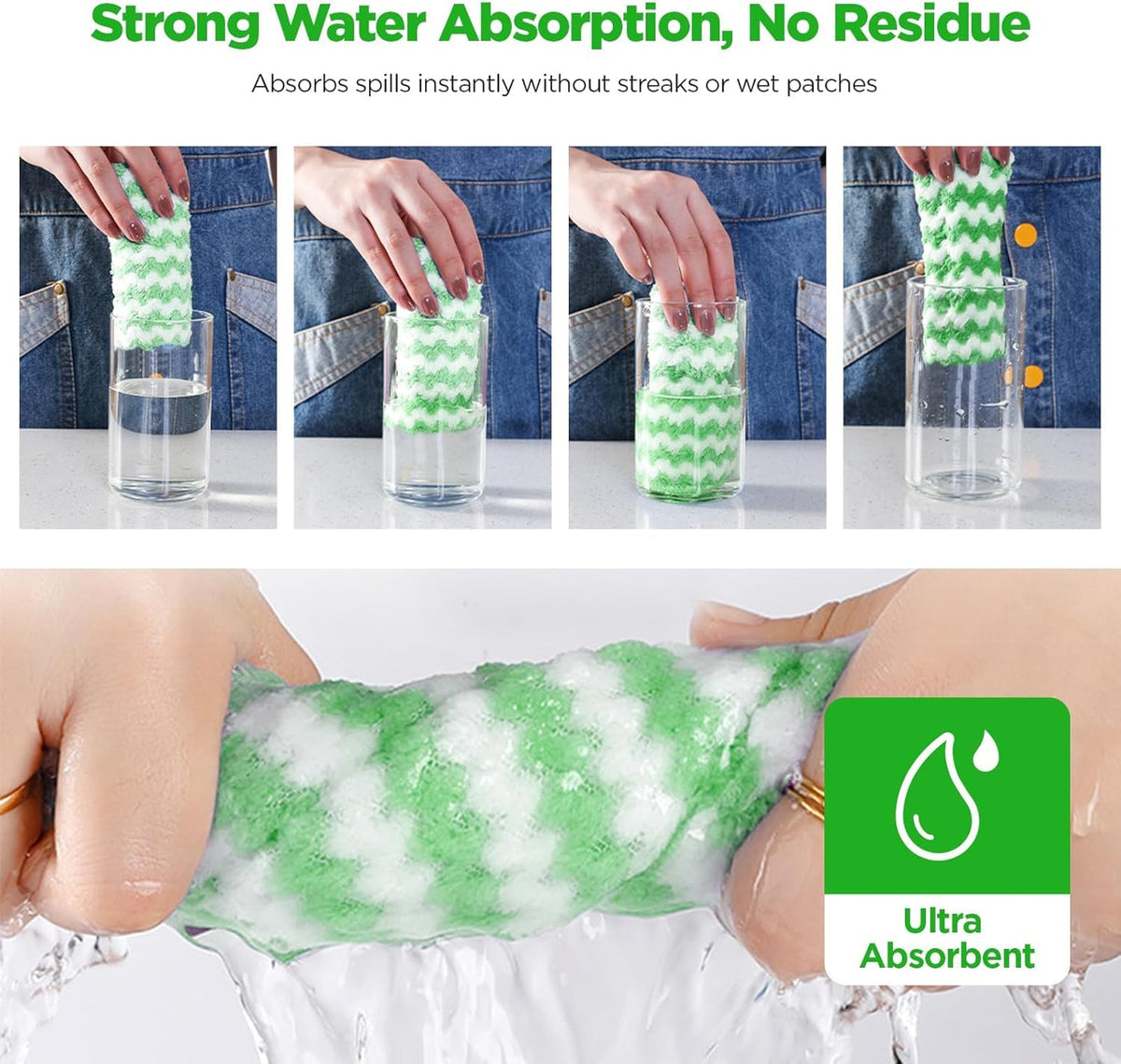 3pcs Kitchen Cleaning Napkin,Super Soft & Absorbent Dishwashing Cloths DaddyClean