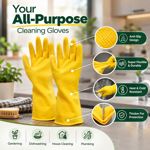 DaddyClean Rubber Heavy Duty Cleaning Hand gloves