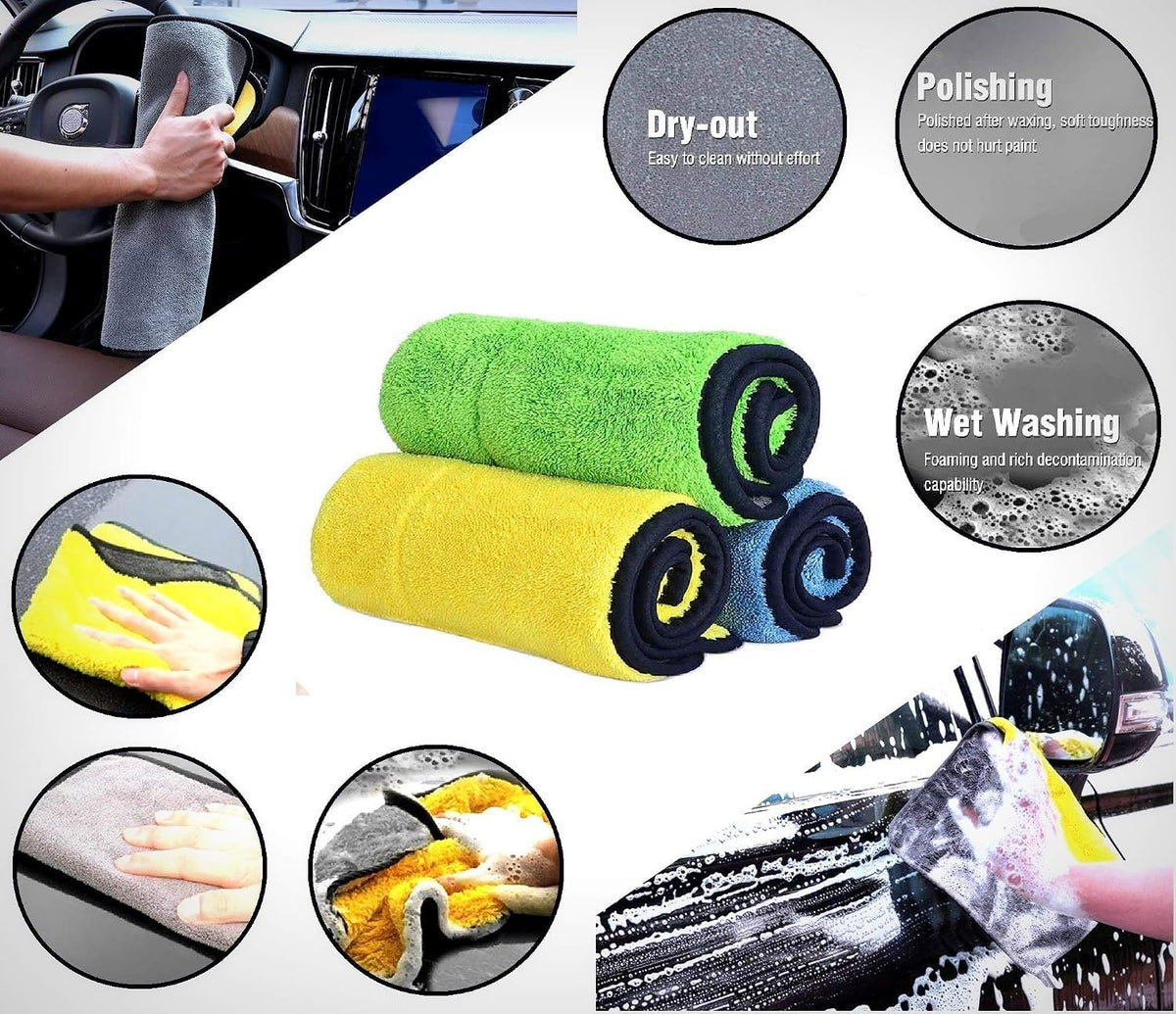 Heavy Microfiber Car Cleaning Cloth 30 x 40 CM (Pack of 3) DaddyClean