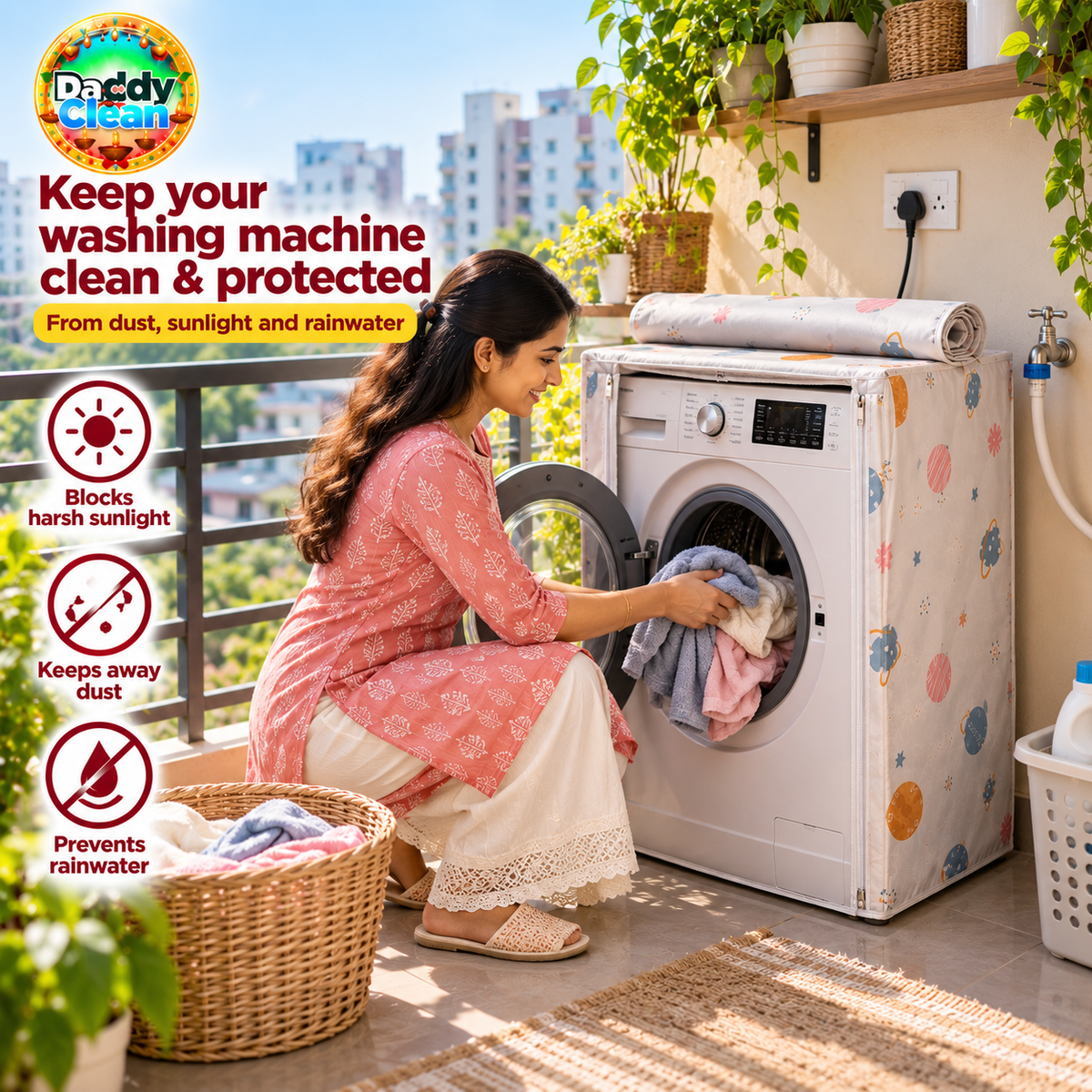 Premium Sun & Rain Proof Washing Machine Cover | DaddyClean DaddyClean