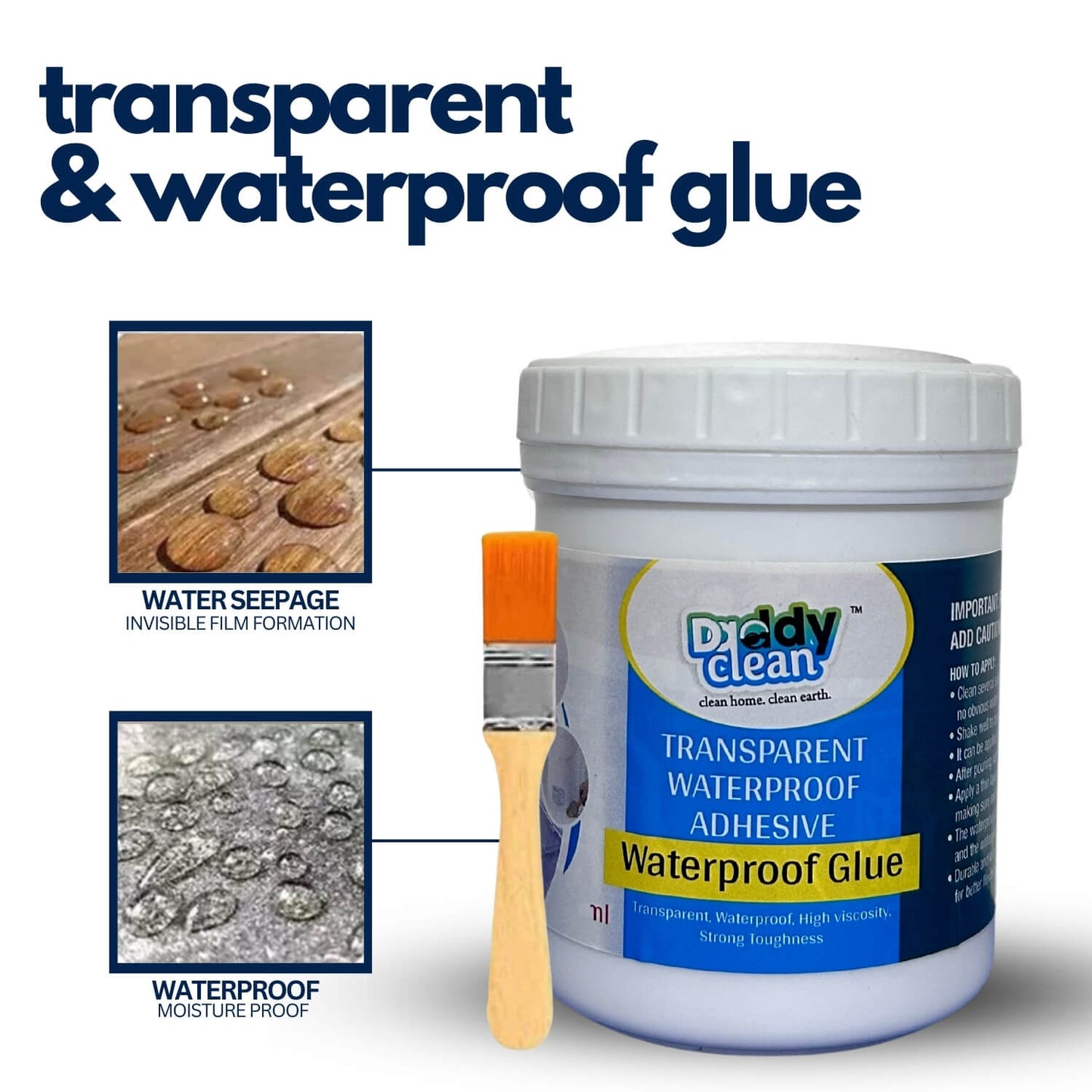 Daddyclean Transparent Waterproof Glue 300g with Free Brush