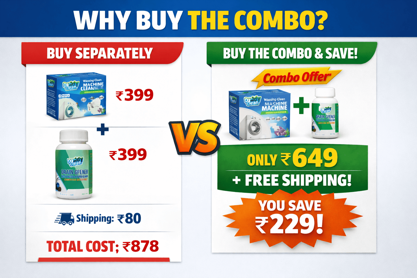 DaddyClean™ Washing Machine Cleaning +Drain Opener Combo DaddyClean