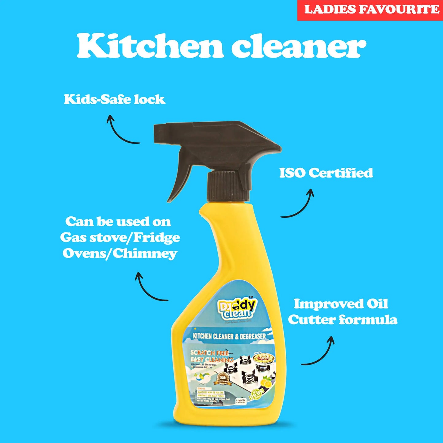 Daddyclean kitchen degreaser proven to remove tough oil stains from Gas Stove ,Chimney, Fridge