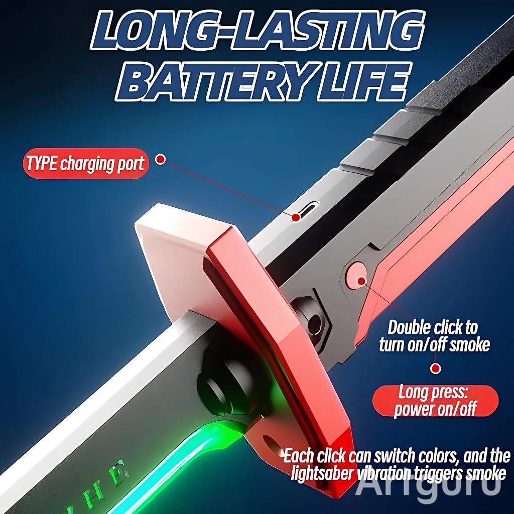 Daddyclean LED Light Sword Toy, RGB Multi-Color Glowing BladeRechargeable Lightsaber with Sound Effects- Multicolor DaddyClean