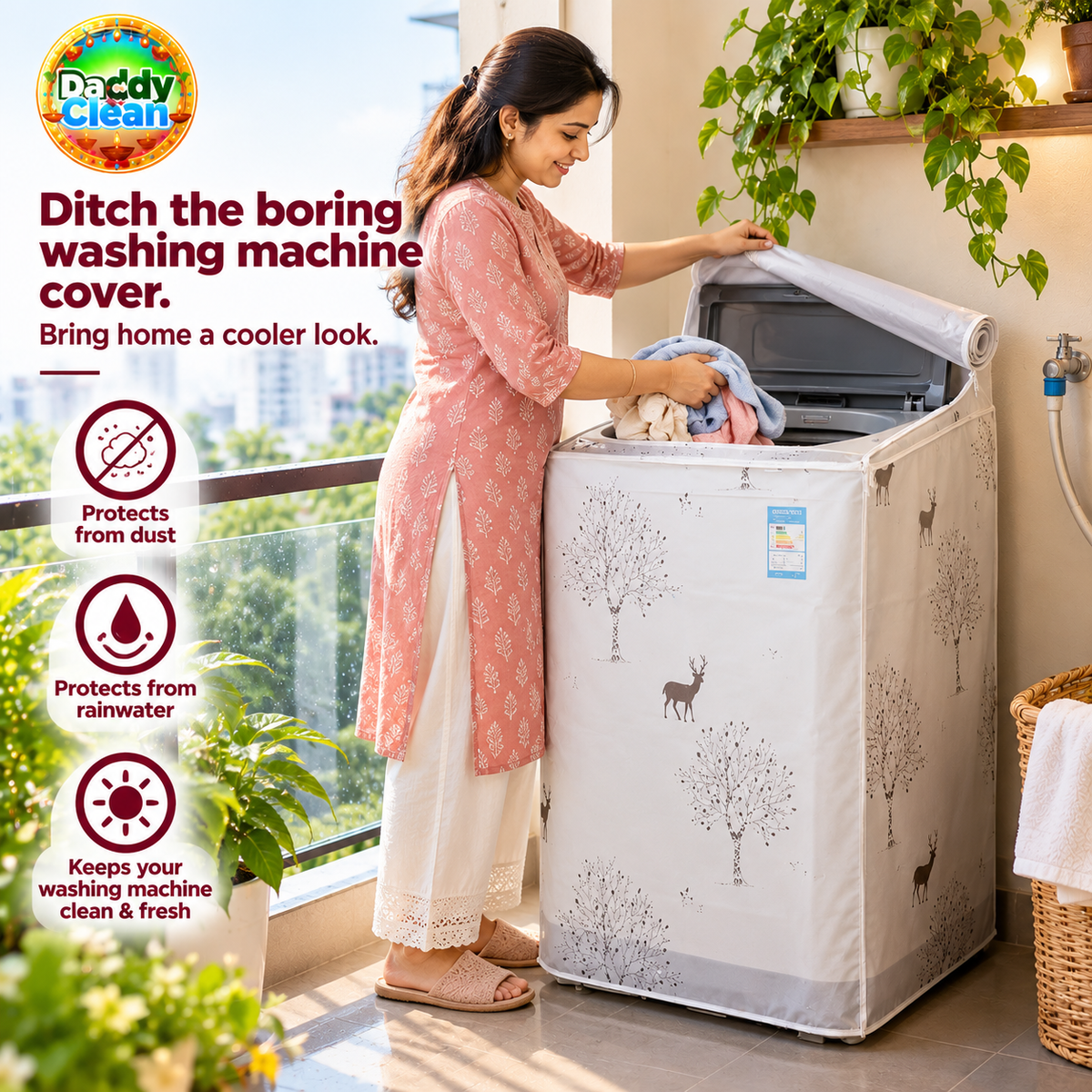 Premium Sun & Rain Proof Washing Machine Cover | DaddyClean DaddyClean