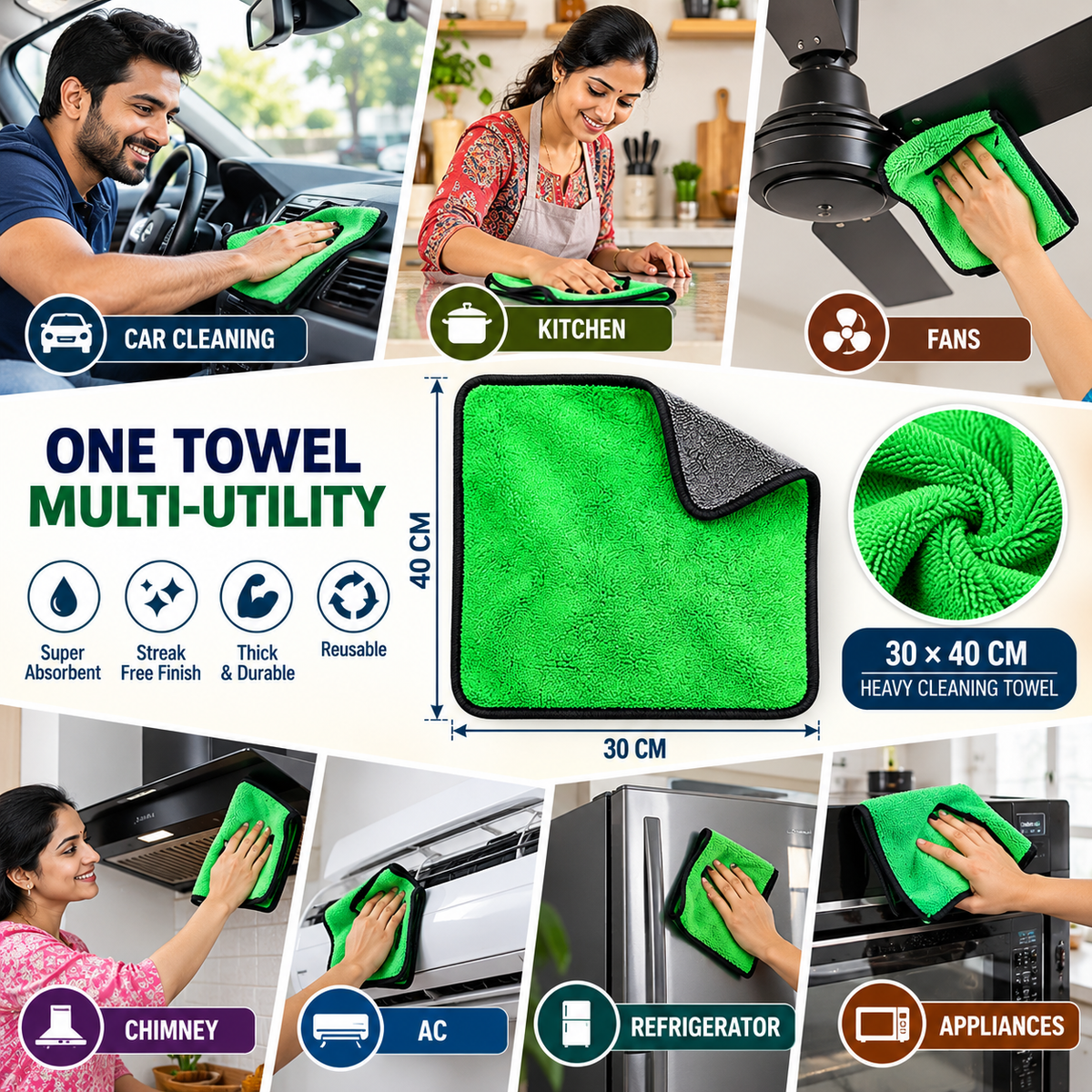 DaddyClean Kitchen Cleaning Napkins, Super Soft & Absorbent (Pack of 3) DaddyClean
