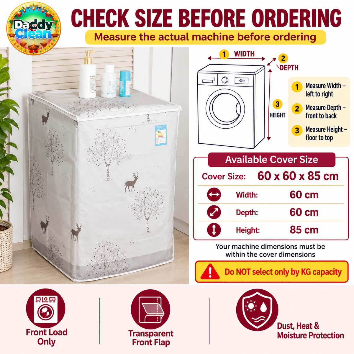 Premium Sun & Rain Proof Washing Machine Cover | DaddyClean DaddyClean