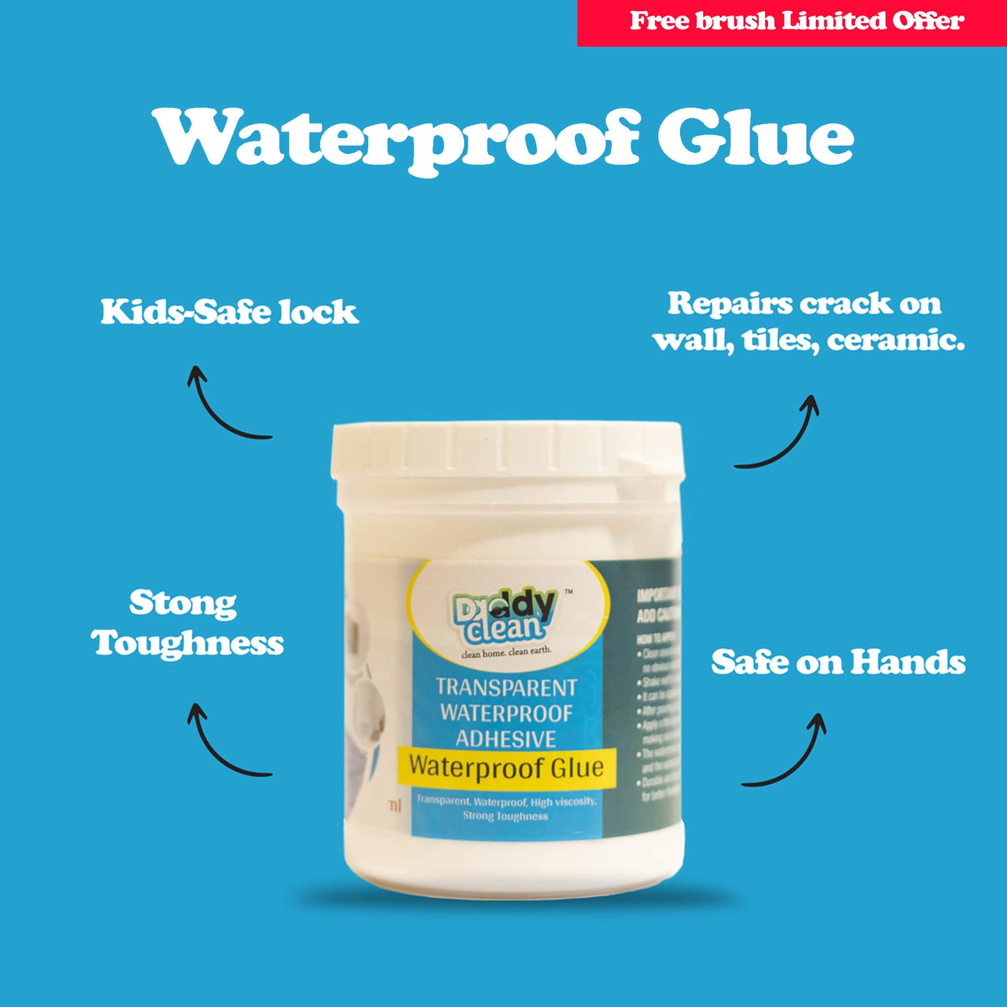 Daddyclean Transparent Waterproof Glue 300g with Free Brush